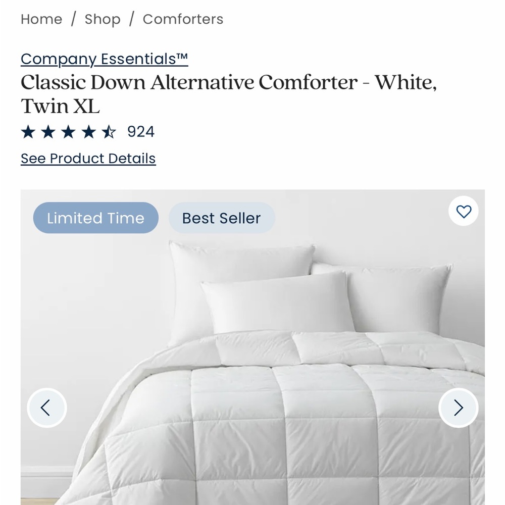 The Company Store White Quilted Comforter